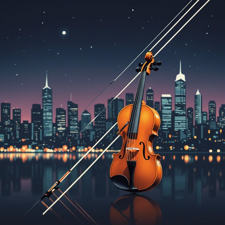 A sonically rich journey that narrates the elegance of classical music intertwined with the vibrant energy of urban environments through a violin's melody against an urban soundscape, portraying the continuous interaction between tradition and modernity.