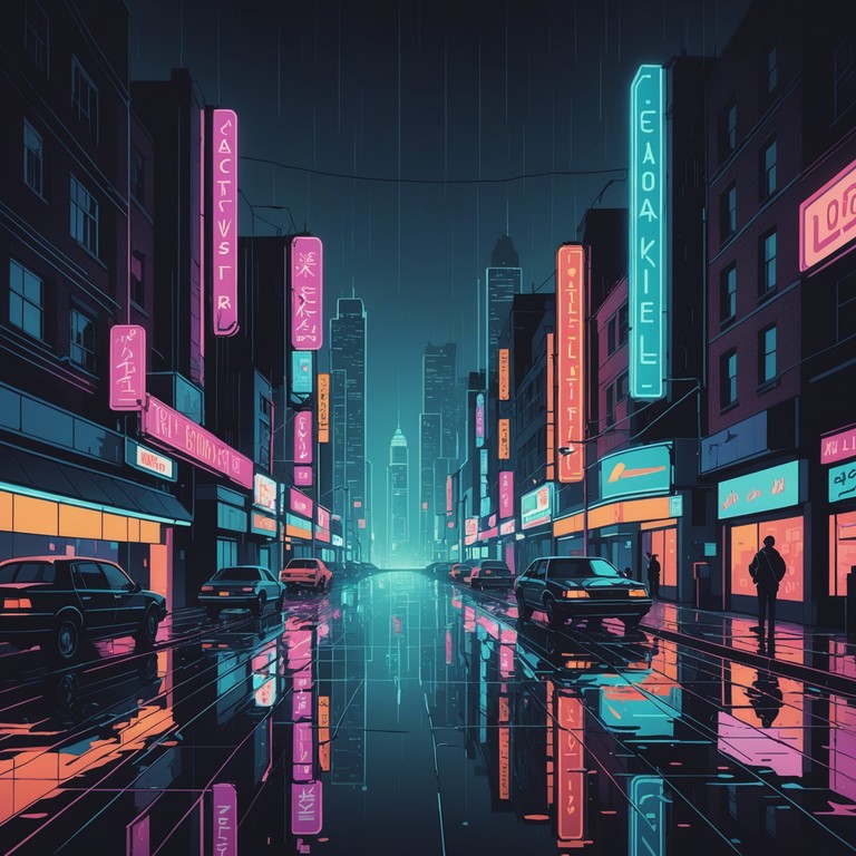 Imagine a soundscape where the subtle vibes of soft rock blend with the synthetic pulses of futurepop, creating an evocative atmosphere that soothes yet stimulates. This instrumental journey utilizes ethereal sounds to convey a sense of peaceful progression through a neon lit cityscape under gentle rain.