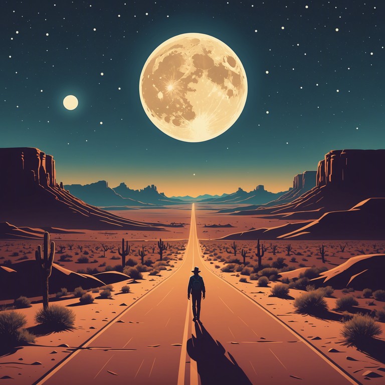 In this track, the heavy strum of an electric guitar captures the essence of a lone journey through a midnight desert. As the notes ascend, they paint a picture of introspection and resolve, creating a soundscape that's both haunting and invigorating.