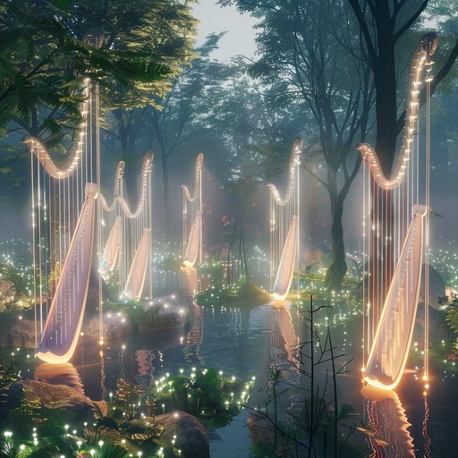 This track combines soothing harp plucks with ethereal, cosmic soundscapes, creating a mesmerizing and unusual atmosphere perfect for relaxation. Imagine floating in a serene celestial garden, where the gentle touch of harp strings harmonizes with the sounds of stars and distant galaxies. The composition is designed to transport listeners to a dream like state, enveloping them in tranquility and wonder.