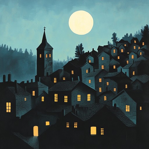 An instrumental klezmer song featuring mellow clarinet lines and gentle accordion, creating a peaceful ambiance reminiscent of moonlit evenings in traditional villages, stirring feelings of reflection and calm.