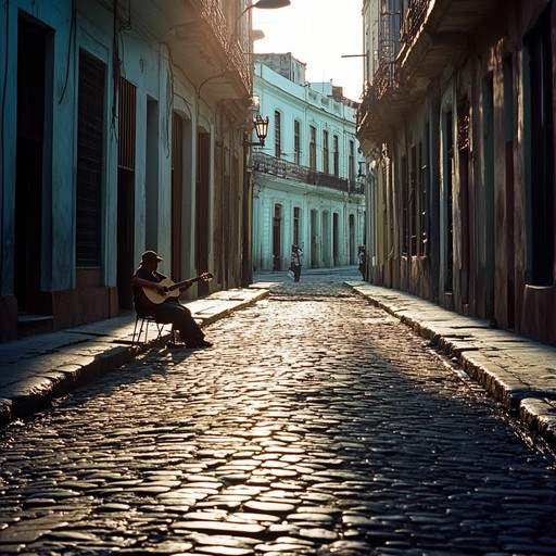 A sorrowful afro cuban instrumental piece that blends traditional rhythms with melancholic melodies, evoking a deep sense of loss and yearning amidst the quiet streets of a deserted havana.