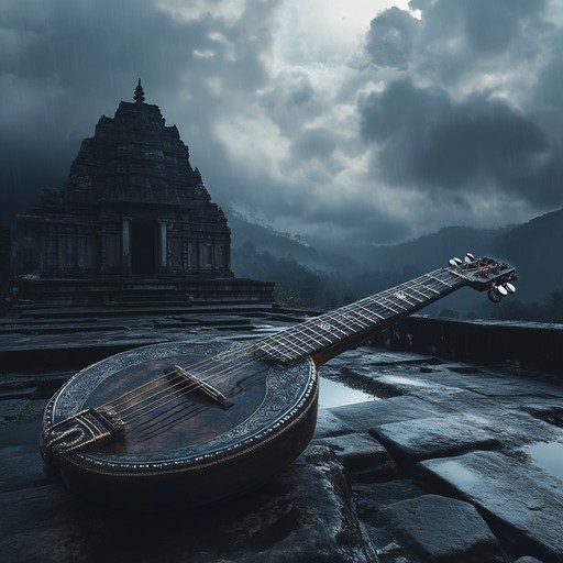 This composition brings to life the essence of a monsoon shower through the intricate patterns and swells of a hindustani raga. Emulating the rhythm of rain, it creates a connection with the divine serenity and turmoil during the monsoon season in india, offering listeners an immersive experience in the natural and spiritual world.