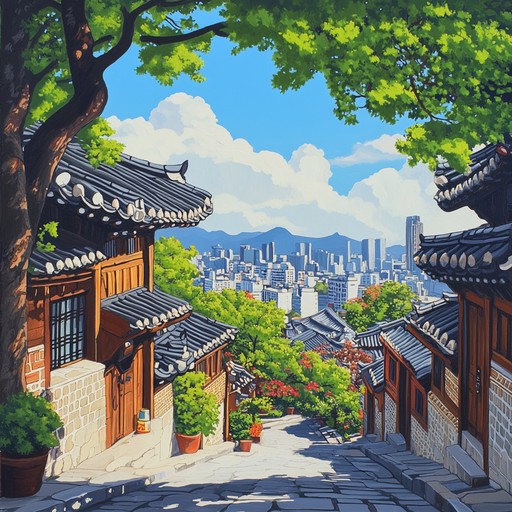 This composition offers a serene journey through seoul's vibrant yet calm atmosphere during autumn, merging the old with the new through musical artistry.