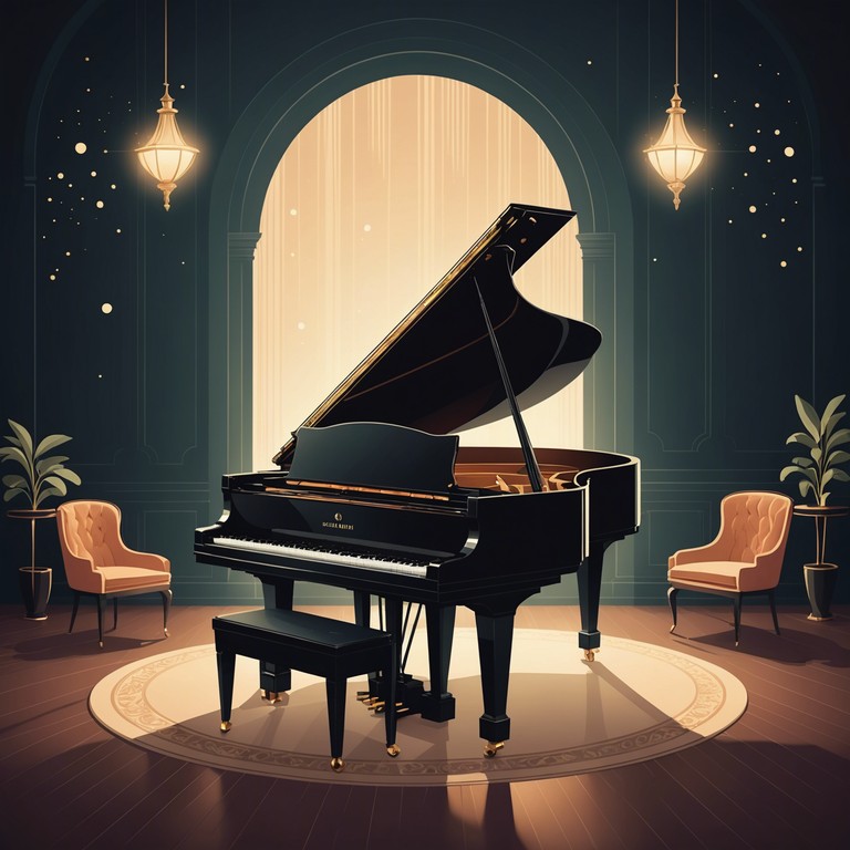 Transport yourself to an evening of refinement with music that combines elegant piano notes and subtle electronic enhancements, perfect for creating a serene and classy ambiance.