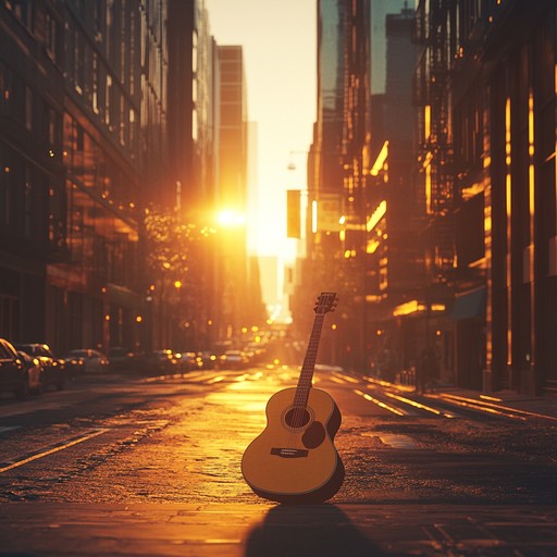 Imagine a warm acoustic guitar gently strumming along city streets' ambient noise, blending the raw vibes of urban life with the soulful essence of folk rock. This instrumental piece captures the relentless pace of city living, the longing for peace, and the comfort found in simple melodies. The soundscape is rich and evocative, painting a vivid picture of the urban landscape through each plucked string and gentle rhythm.