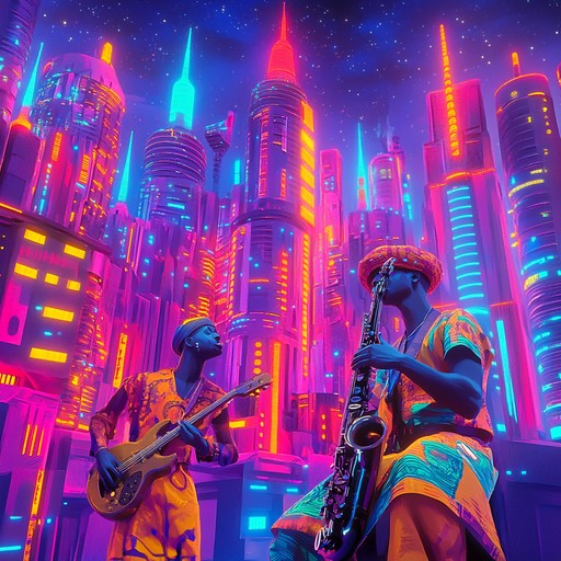 Cyber afro groove is an instrumental track that seamlessly fuses traditional african percussion with futuristic electronic synths, creating a vibrant and energetic soundscape. The song takes listeners on a rhythmic journey, combining pulsating beats, upbeat tempos, and innovative electronic elements, encapsulating the essence of afrobeat in a modern context.