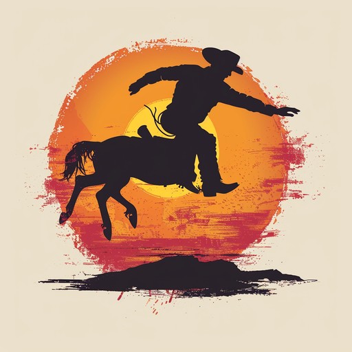 Imagine a lively rodeo at sunset with the cowboy spirits high, filled with playful banter and energetic movements. The song will evoke the feeling of a lively wild west scene, perfect for setting a cheerful and whimsical western atmosphere.