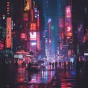 vibrant urban life with retro futuristic synth melodies