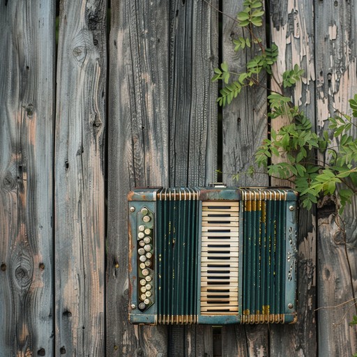 A haunting accordion led german schlager song, echoing memories of a bygone era with an undercurrent of unease and anxiety, painting a nostalgic yet unsettling soundscape.