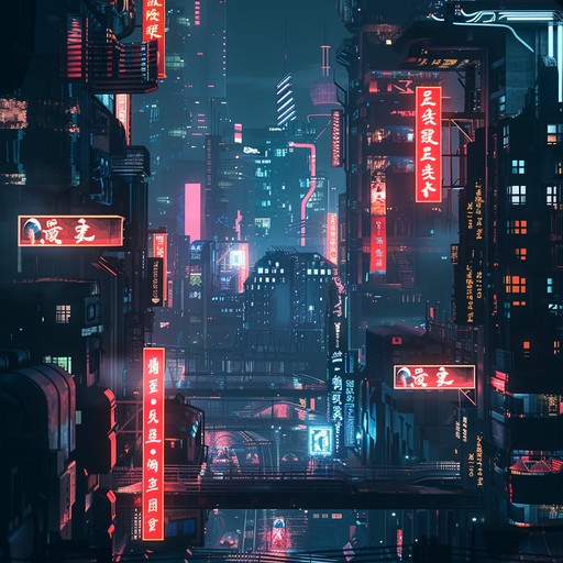 A blend of smooth, atmospheric synths creating an elegant backdrop to a futuristic metropolis, embodying the juxtaposition of beauty and grittiness in a cyberpunk world.