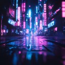 an eerie cyberpunk instrumental echoing through dystopian neon streets