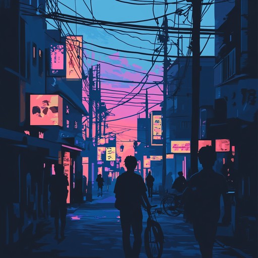 An instrumental track that combines powerful distorted guitars with pulsating electronic beats and shimmering synth melodies, capturing the rebellious spirit of tokyo's underground youth culture.