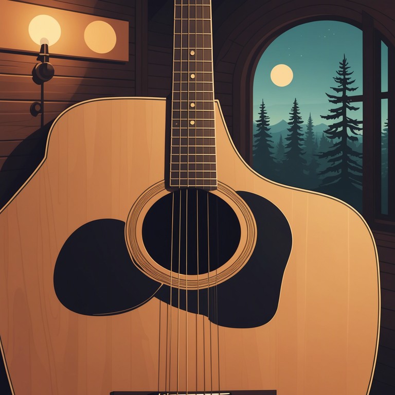 This track features a soothing, sensual acoustic guitar melody weaving through rich folk inspired harmonies, designed to evoke feelings of romance and intimate connection in a rustic setting. The music gently builds an atmosphere of a quiet evening under starlit skies, where soft whispers echo with heartfelt emotion.