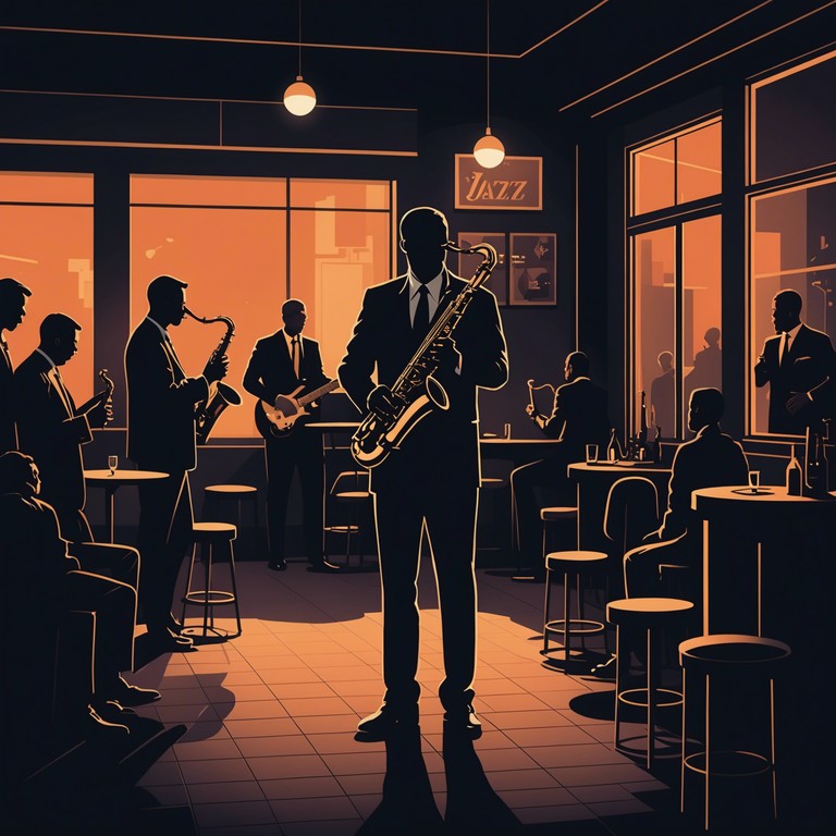 A rich, deeply layered torch lounge track evoking a late night bar scene, transporting listeners to a smoky, intimate venue where the glow of neon lights meets the sultry depths of emotion conveyed by a solo saxophone. Sensual and mysterious, the music paints a picture of whispered conversations and fleeting glances across a crowded room