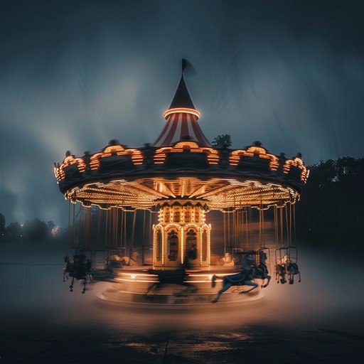 An eerie composition featuring a distorted, off-key music box melody accompanied by ghostly whispers, creaking wood, and distant, echoing laughter. The piece evokes the atmosphere of an abandoned, decrepit carnival ride, where the spirits of long-forgotten patrons still linger.