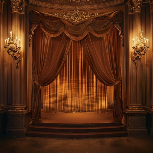 An opulent instrumental composition that transports listeners to a nostalgic broadway stage, featuring elaborate piano lines and a sweeping, majestic orchestral arrangement. Ideal for those seeking sophistication and elegance.