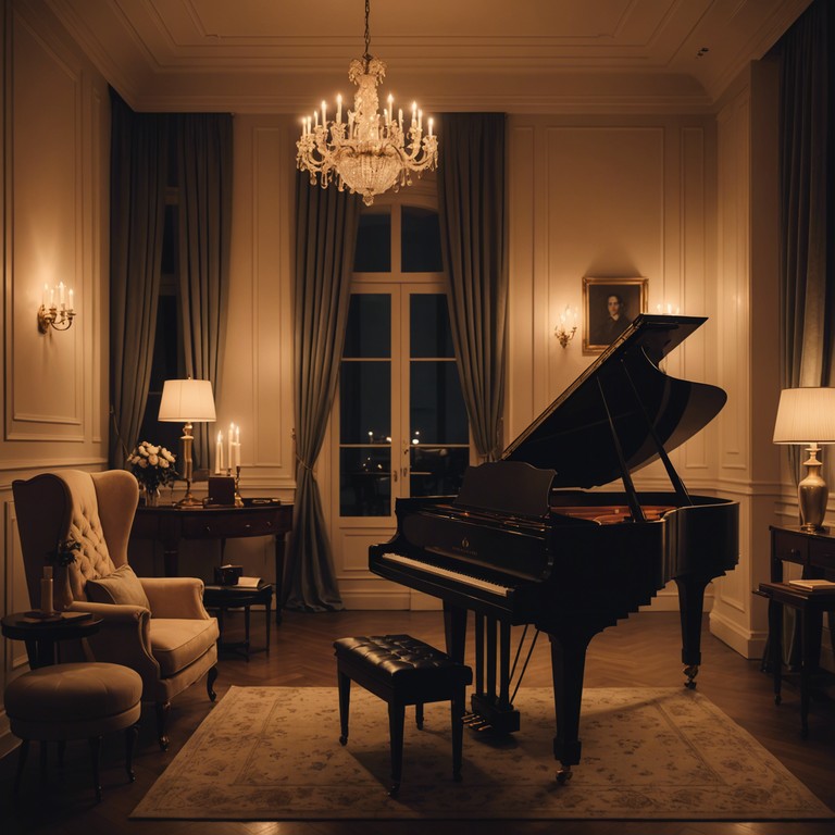 Delve into a soundscape where pure piano tones wrap around the listener, creating an environment filled with luxury and romance. The composition's soothing cadence conjures images of a serene nocturnal setting, ideal for reflective moments or intimate evenings.