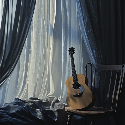 An instrumental piece featuring gentle acoustic guitar and soft ambient sounds that evoke the tranquility of a peaceful bedroom at night, with subtle tones that soothe and relax.