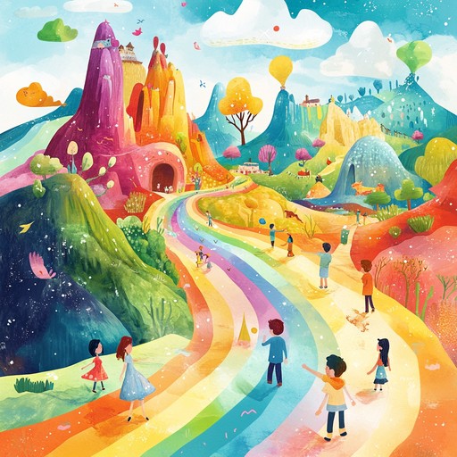 An inspiring instrumental piece that guides young listeners through a vibrant journey of imagination, exploring the wonders of a rainbow treasure map with melodic twists and turns.