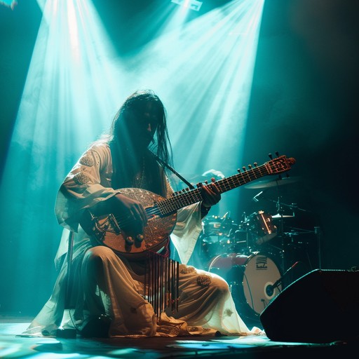 Experience a rebellious journey blending traditional indian raga melodies with rock's electrifying energy. A masterful sitar guides through a dynamic soundscape marked by intense guitar riffs and powerful percussion, creating a captivating fusion of cultures and emotions.