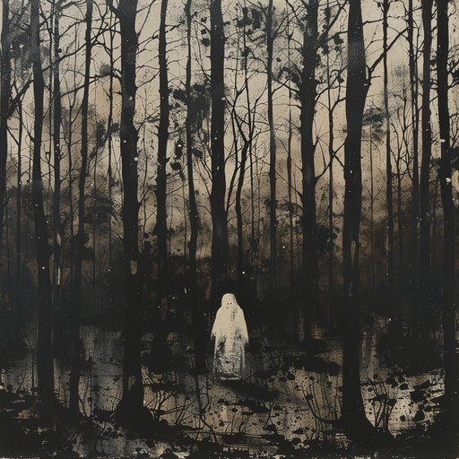 This track captures the essence of a ghostly forest at dusk, with eerie whispers and the distant sound of branches creaking. It should evoke a sense of isolation and intrigue, subtly blending natural sounds with a haunting melody to create an unsettling yet captivating atmosphere.