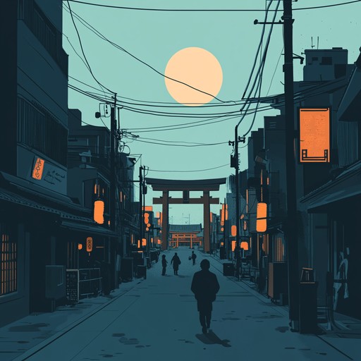 This track merges the ethereal calmness of a hidden shrine garden with the pulsating energy of tokyo's neon lit streets. Traditional japanese instruments blend with urban electronic vibes to depict a city that never sleeps but still holds secrets in quiet corners.