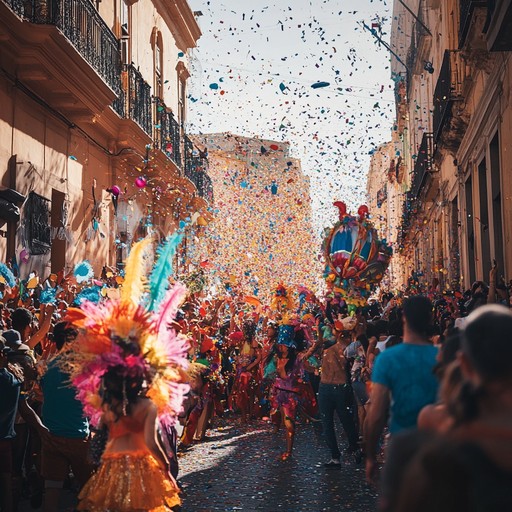 Embrace the pulsating energy of a street parade with vivacious brass and dynamic percussion, crafting an atmosphere of joy and excitement that energizes and uplifts.