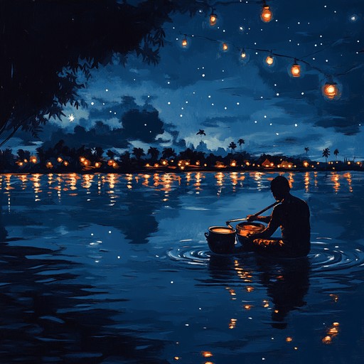 An instrumental track featuring soothing steelpan melodies intertwined with ambient textures, capturing the essence of a tranquil carnival evening under the stars. The gentle rhythms and soft harmonies evoke a peaceful and calming atmosphere.