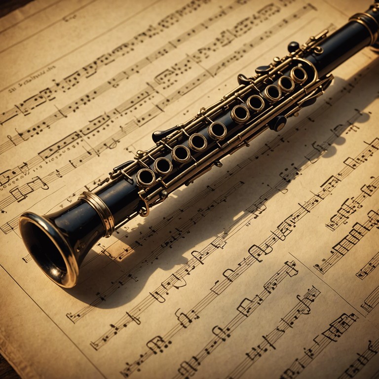 Delve into an evocative soundscape where the clarinet's voice reminisces forgotten melodies, stirring a poignant blend of nostalgia and deep cultural heritage. This alternative title emphasizes the whisper like delicacy and forgotten tunes, echoed with each note, inviting listeners into a personal and historical reflection.