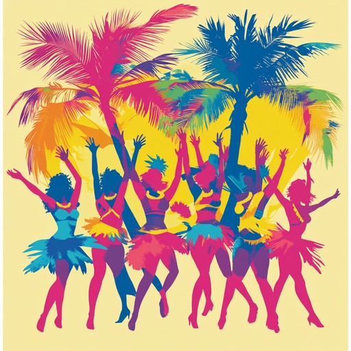 An upbeat calypso melody with lively steel drum rhythms inspiring dance under the sun
