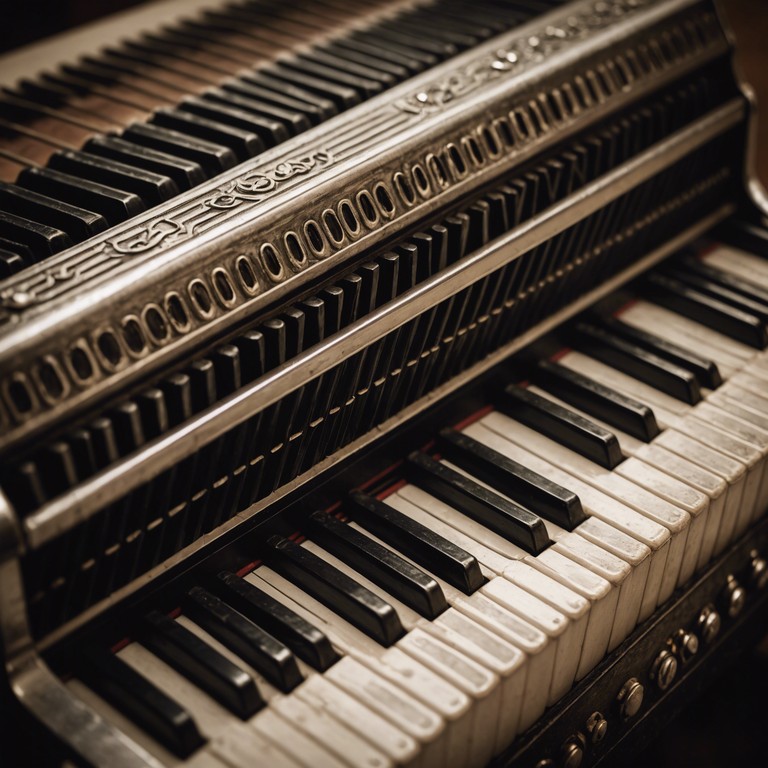 A masterful accordion performance captures a marionette's journey from strings to freedom, using dark cabaret tones. A tale of beauty and sadness, the music moves listeners through contrasting feelings, eventually settling in a space where light meets dark, and shadows dance with joy.