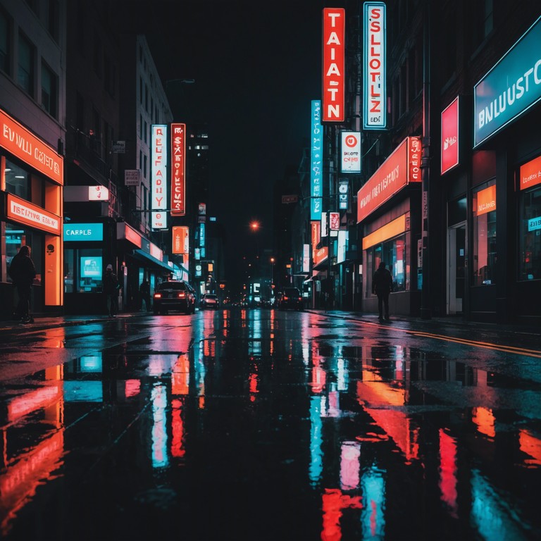 Imagine walking through a neon lit city under the rain, where every droplet reflects the complex emotions invoked by soul music intertwined with the defiant sounds of punk. An electric guitar cries out the profound tales of city dwellers.