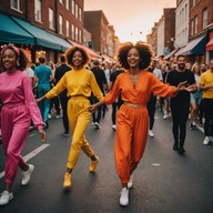 colorful, energetic dance under the sunset