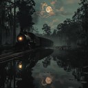 a suspenseful soundtrack following a steam train journey through the swamps of louisiana