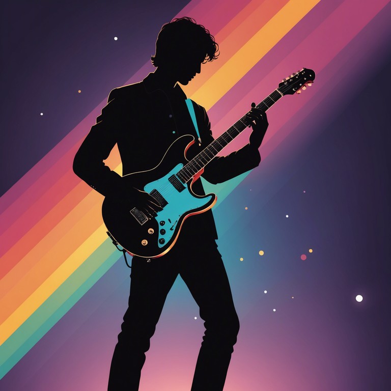 Dive into an opulent soundscape of jaw dropping guitar solos and glam rock grandiosity. This anthem will transport listeners directly to the flamboyant rock stages of the 1970s, celebrating the era’s extravagant musical flair.