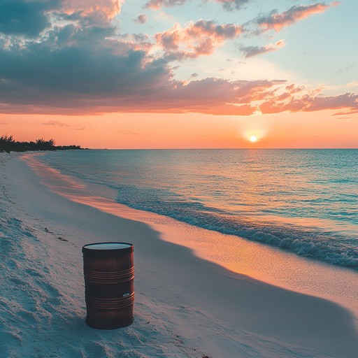 A tranquil fusion of island and smooth jazz featuring steel drums and saxophone, offering a soothing auditory experience akin to watching an equatorial sunset