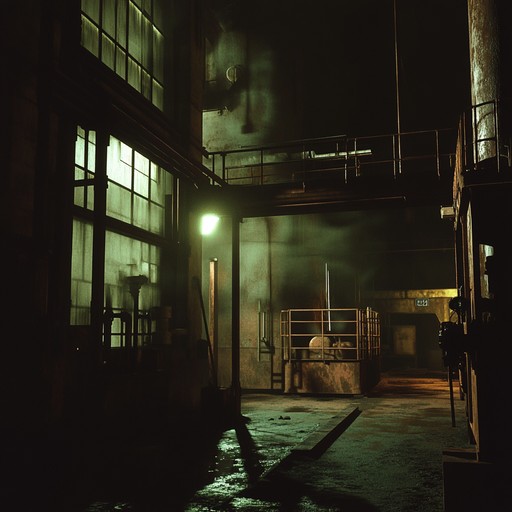 An eerie journey through an industrial wasteland, punctuated by clashing metallic sounds and disturbing undercurrents. A sinister atmosphere grows as distorted guitars meld with dissonant synthesizers, calling forth unsettling imagery of abandoned factories and shadowy figures.