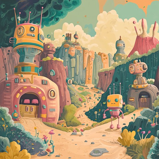 Immerse yourself in a whimsical electronic soundscape where playful robots inhabit a vibrant and imaginative realm. Utilizing twinkling synths and quirky sound effects, this track captures the essence of childlike wonder and adventure.