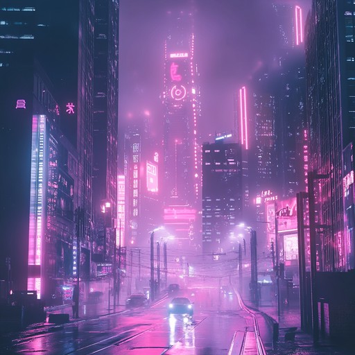 A fusion of chill punk guitar riffs layered with atmospheric synth pads, creating a dreamy and ethereal soundscape that evokes the feeling of wandering through neon lit cityscapes at night.