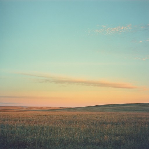 A calm, instrumental piece capturing the essence of a tranquil prairie at sunset, blending gentle acoustic guitar and subtle harmonica melodies. The song creates a picturesque scene of the vast open plains, enhanced by a softly rolling percussion to evoke the feeling of the gentle wind. Apt for cinematic backdrops or moments of serene reflection.