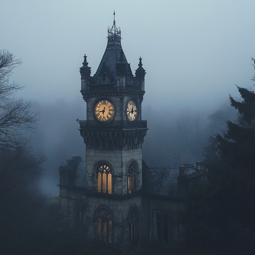 This track features unsettling, whispering winds, creaking wood, and distant, mournful chimes, evoking a chilling atmosphere of a long forgotten clocktower haunted by spirits. The eerie and cinematic soundscape will transport listeners to a place of dread and mystery, perfect for a ghost story or horror setting.