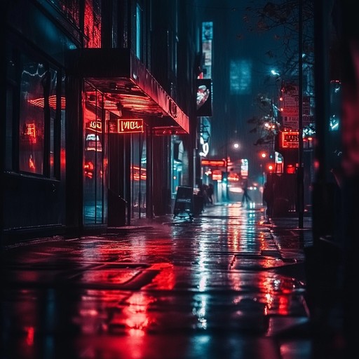 This instrumental jazz track combines edgy harmonies with haunting melodies, creating a dark and gritty soundscape reminiscent of late night urban streets. The composition features improvisational elements, dissonant chords, and a driving rhythm that evokes a sense of mystery and intrigue.