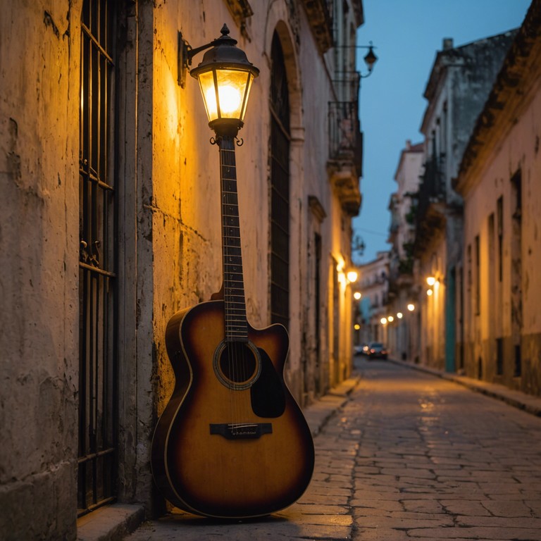 The same musical piece effectively transports the listener to a bewitching evening in havana, where every chord strummed on the guitar echoes through the cobblestoned streets, blending the city's rich history with its vibrant, contemporary pulse.