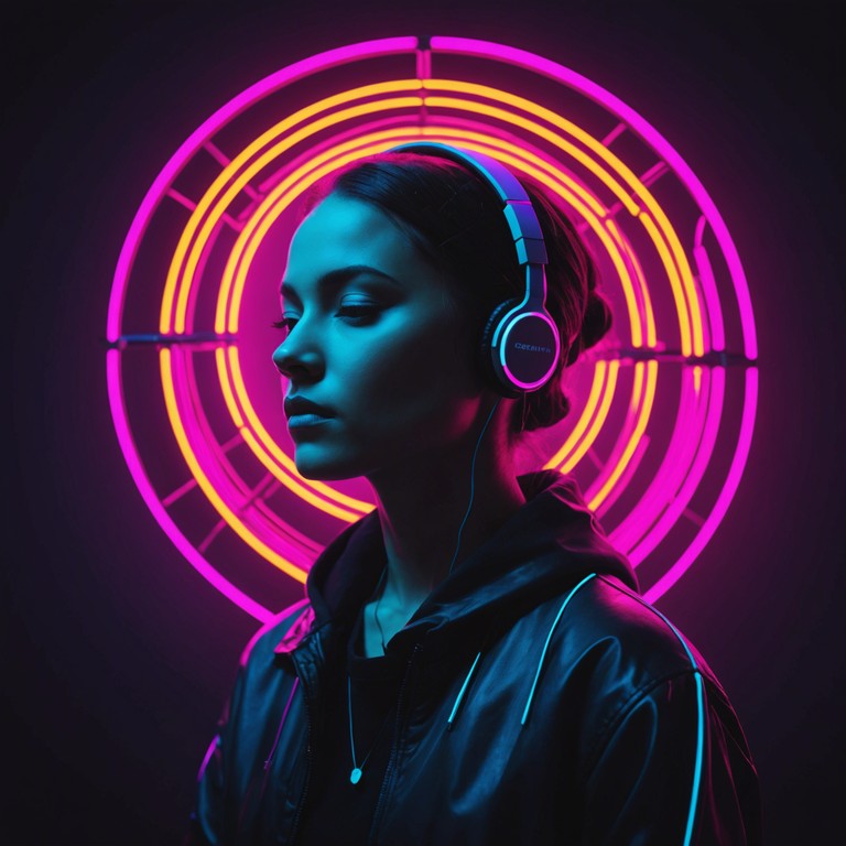 This track creates a vivid, pulsating escapade into a neon lit future cityscape, featuring layers of lush synthesizers that build and drop, embodying the feeling of a nocturnal adventure filled with color and energy. The driving bass and dreamy pads encapsulate the essence of retrowave sentimentality combined with futuristic anticipation.