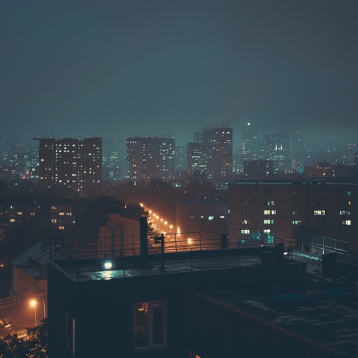 Imagine a serene night with stars above and city lights below, where gentle lofi beats flow seamlessly, creating a tranquil yet engaging atmosphere, perfect for unwinding after a long day.