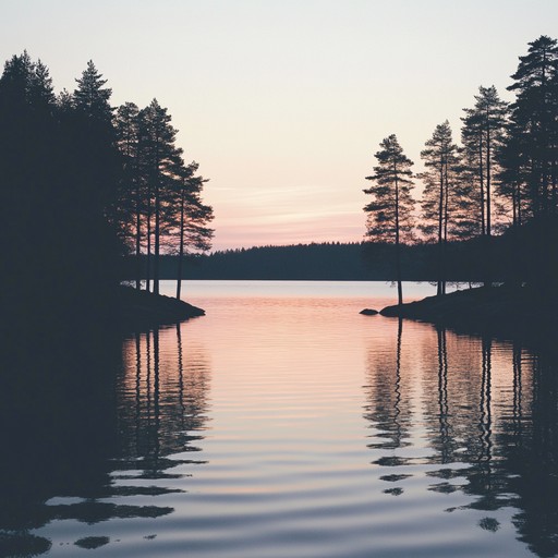 An instrumental suomipop piece that conveys the tranquil essence of finland's lakes and forests, inviting listeners into a reflective state akin to wandering through pristine natural environments at dusk.