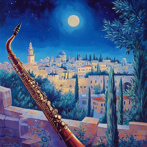 This spirited instrumental track infuses traditional jewish klezmer with the flair of gypsy jazz, taking listeners on a thrilling adventure through the storied alleys of jerusalem, evoking the pulse of the city and the excitement of discovery