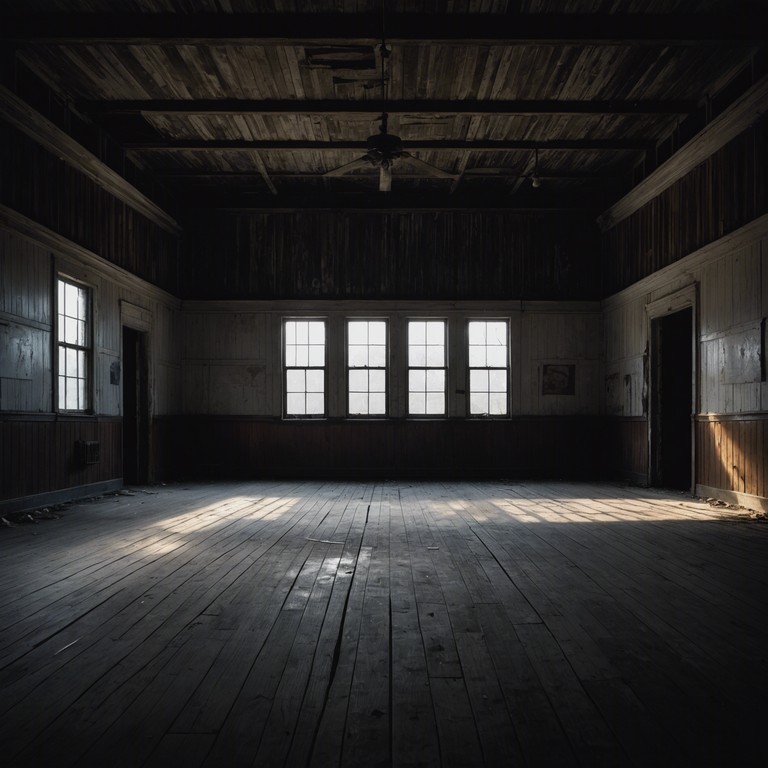 Imagine a grand hall, once vibrant, now echoing with the ghostly whispers of dancers past, where each note from the violin conjures shadows that sway and twirl in a silent celebration.