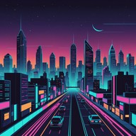 futuristic cityscape with pulsating beats.